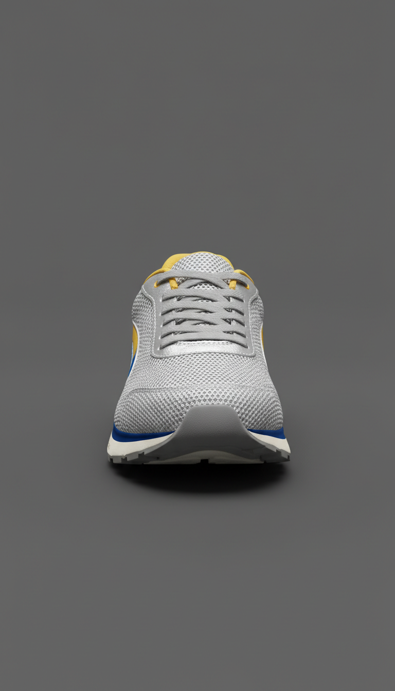 Low-top runner with silver mesh